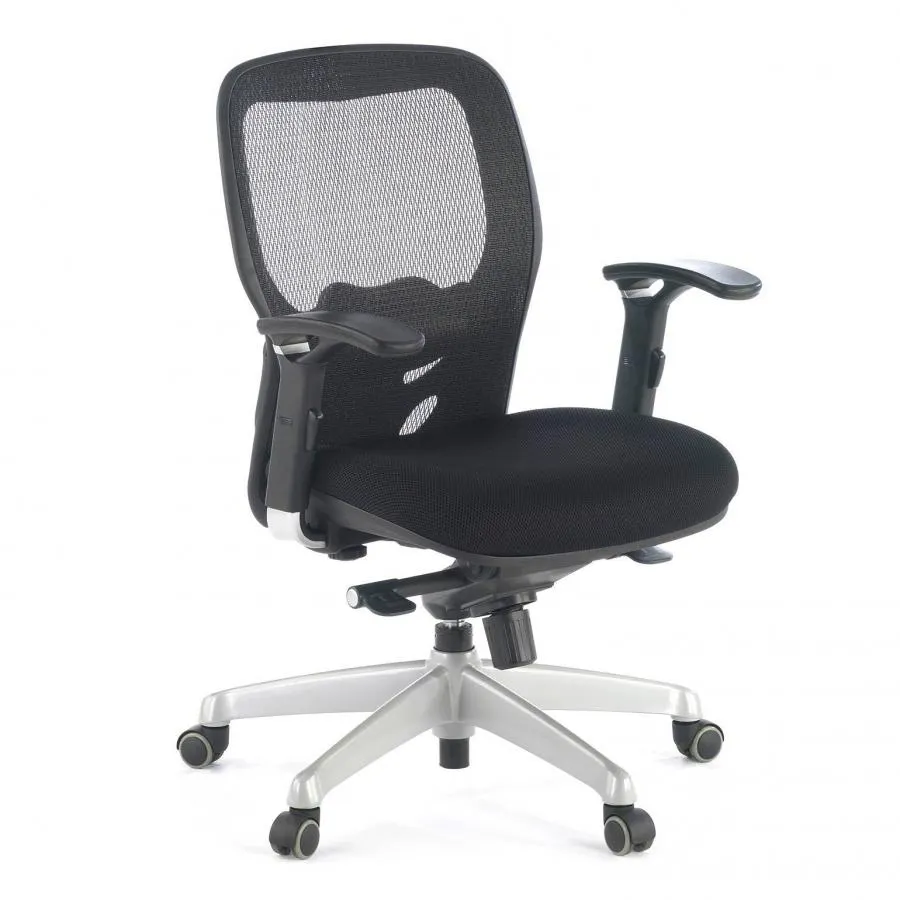 Silla teletrabajo ergonómica Hazuki, brazos 3D, espuma inyectada, red - Negro