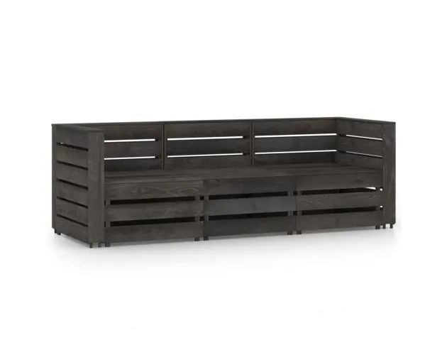 Vidaxl sofá de jardín de 3 plazas madera de pino impregnada gris