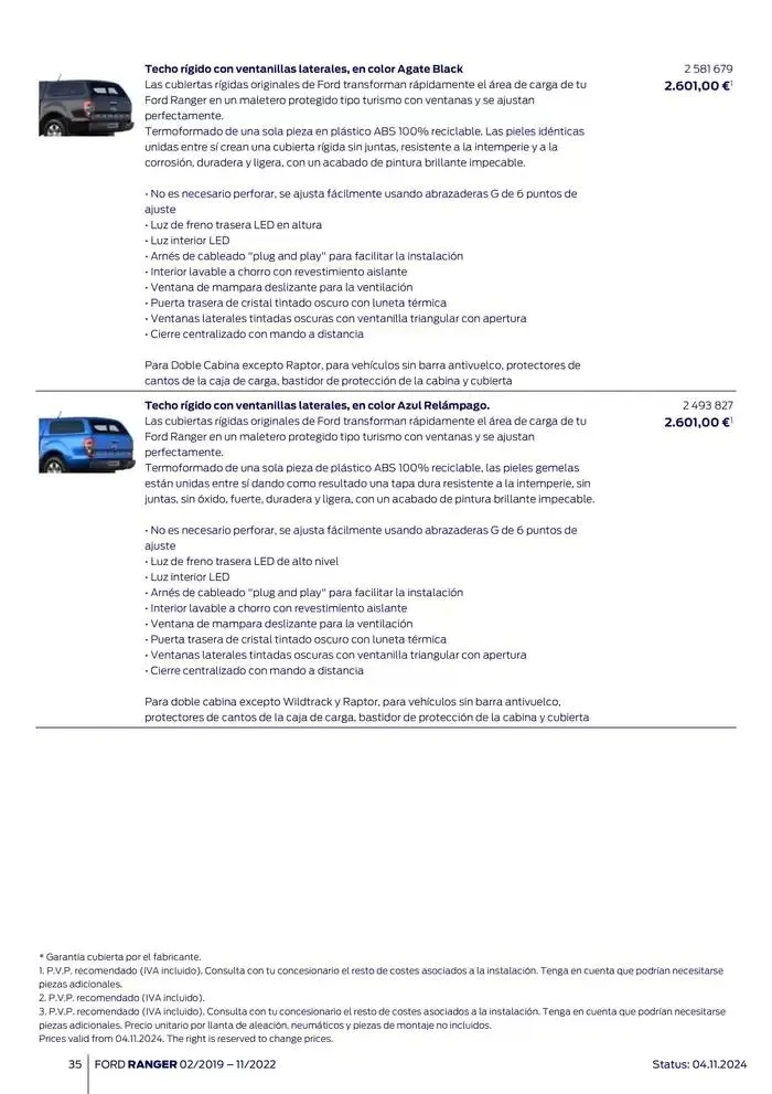 Catálogo de Ford de accesorios Ford Ranger 13 de noviembre al 13 de noviembre 2025 - Página 35