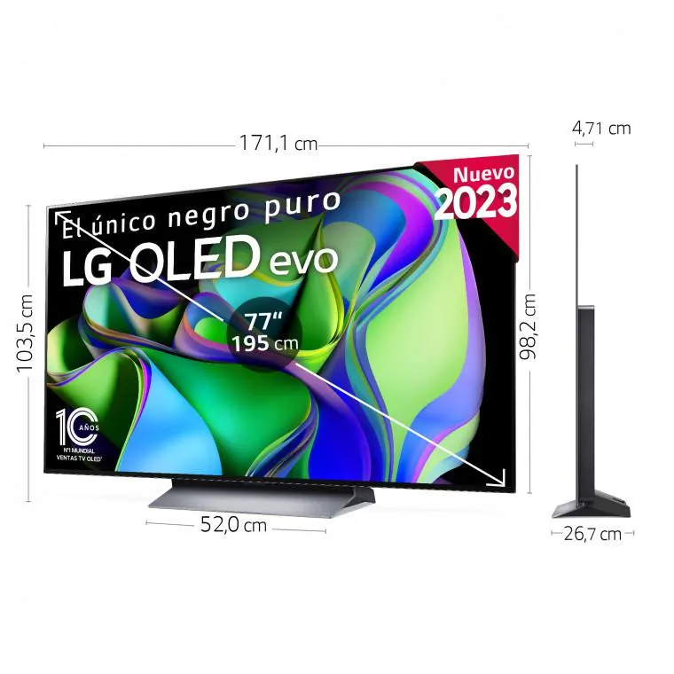 Outlet TV LG OLED evo 4K de 77'' C3, Procesador Máxima Potencia, Dolby Vision / Dolby ATMOS, SmarTV webOS23