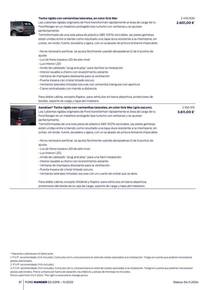 Catálogo de Ford de accesorios Ford Ranger 13 de noviembre al 13 de noviembre 2025 - Página 37