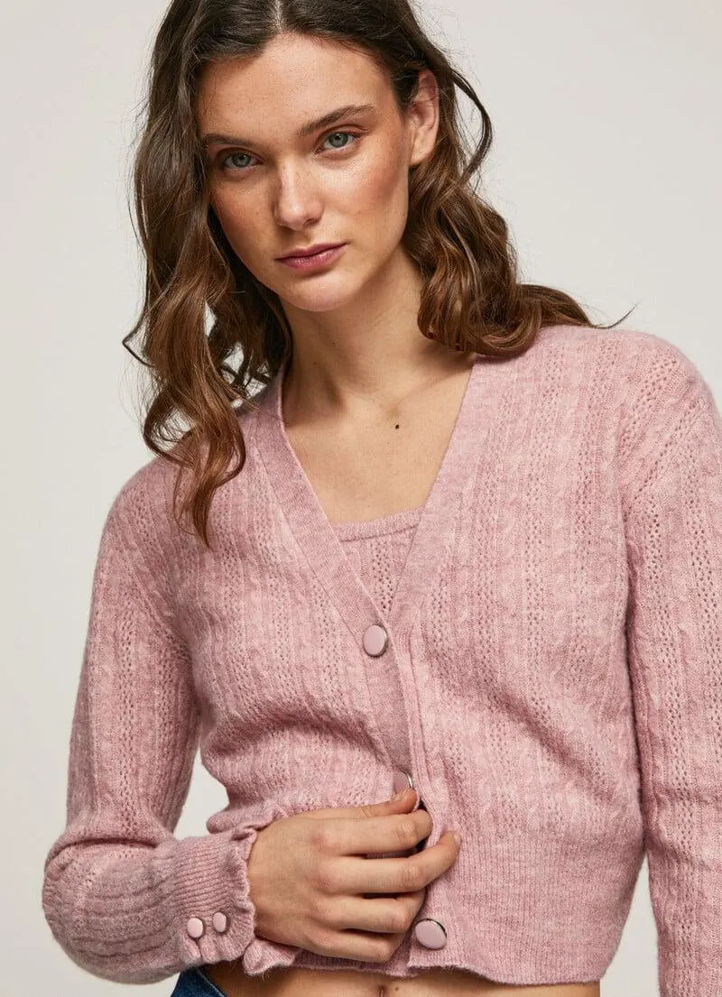 CARDIGAN CALADO ESCOTE EN V