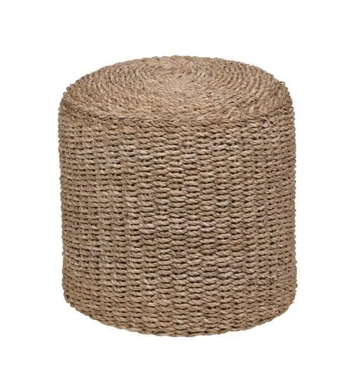 Puff cilindro en forma de canasta color natural