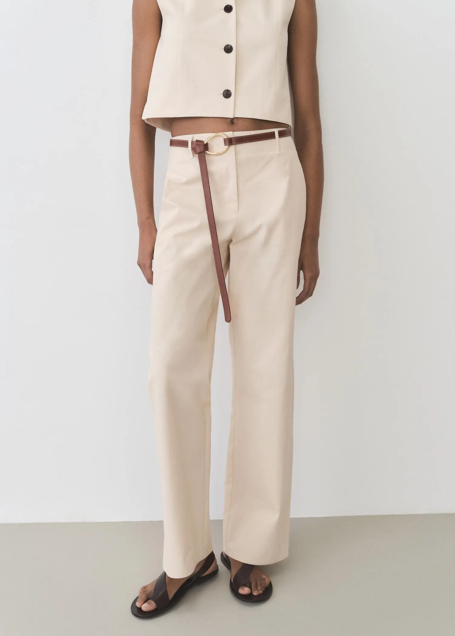 Pantalón algodón recto tiro medio