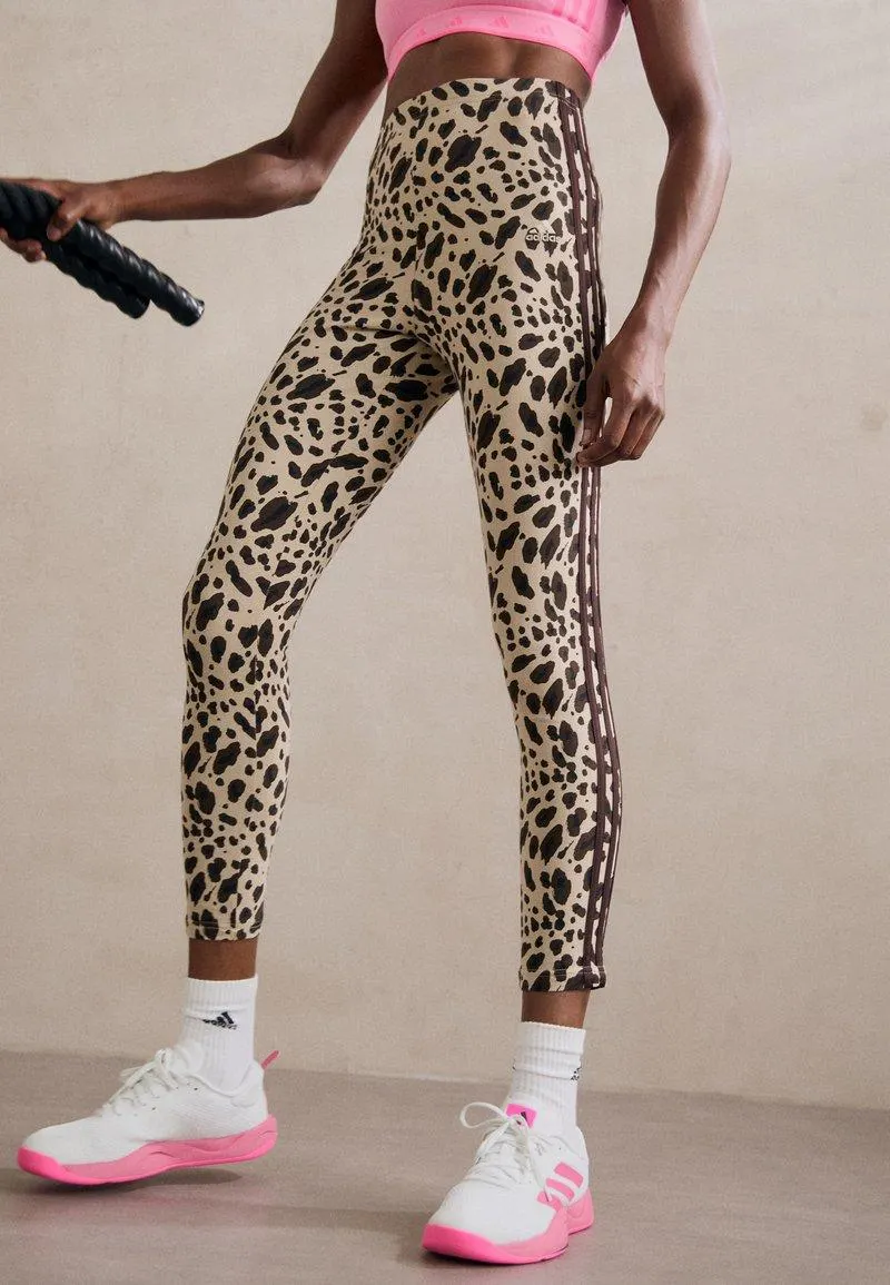 ESSENTIALS 3 STRIPES ANIMAL PRINT LEGGINGS - Medias - shadow brown