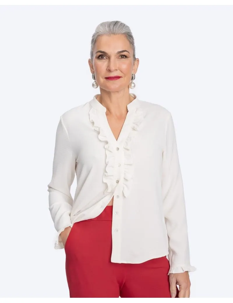 Blusa Crep Camisera Volante