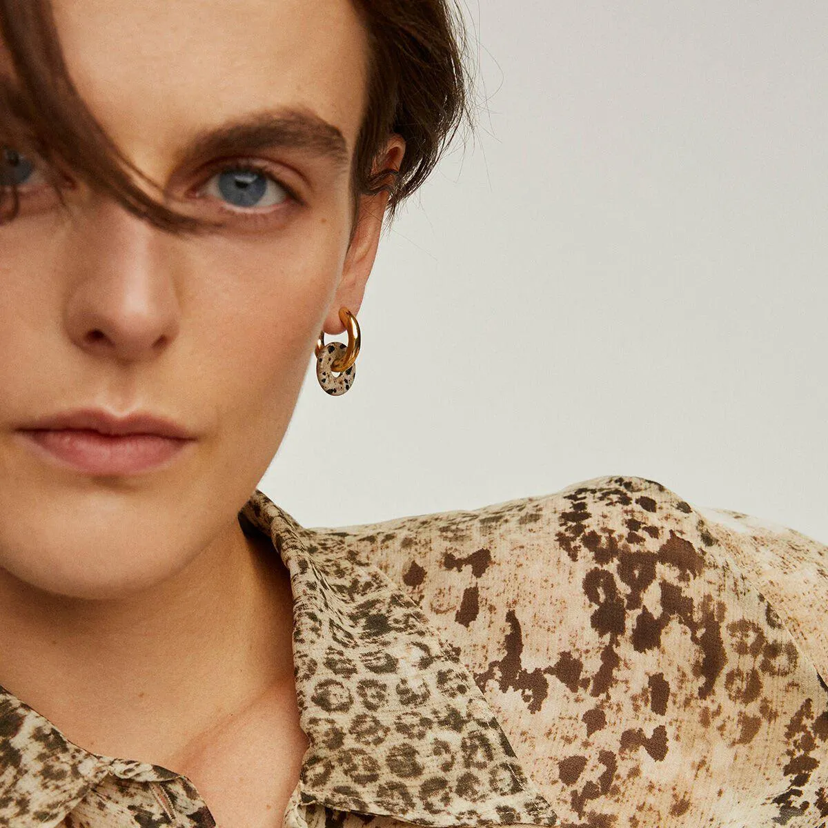 Pendientes aro jaspe plata recubierta oro