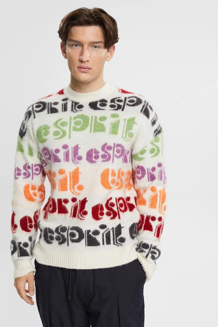 Jersey en mezcla de lana con intarsia colorida del logotipo