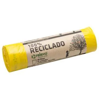 Bolsas basura amarilla 30 litros 100% recicladas Relevo 15 Uds