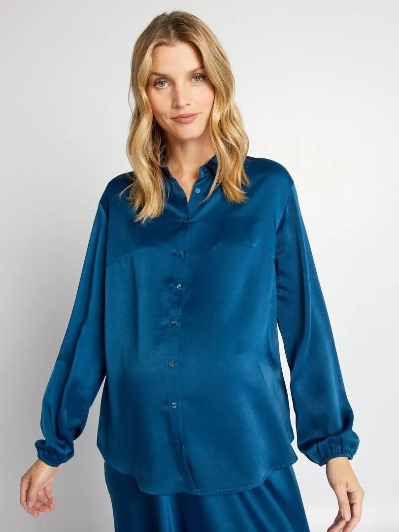 Blusa premamá satinada - azul poseidon