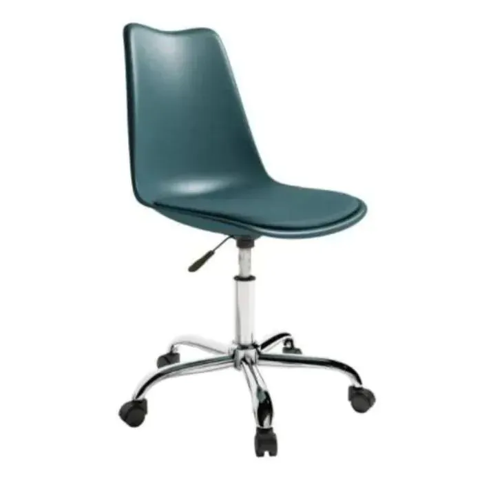 Silla de oficina azul turquesa con patas cromadas mod. BREMEN