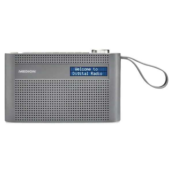 MEDION® Radio portátil DAB+ LIFE® P66007, pantalla de matriz de puntos regulable, DAB+/FM, Bluetooth® 5.0, batería recargable integrada, diseño compacto, correa de transporte, 3 W (RMS)