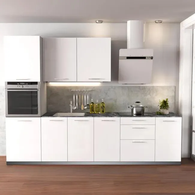 Cocina en kit DELINIA ID con altos SEVILLA blanco brillo 3.00 m