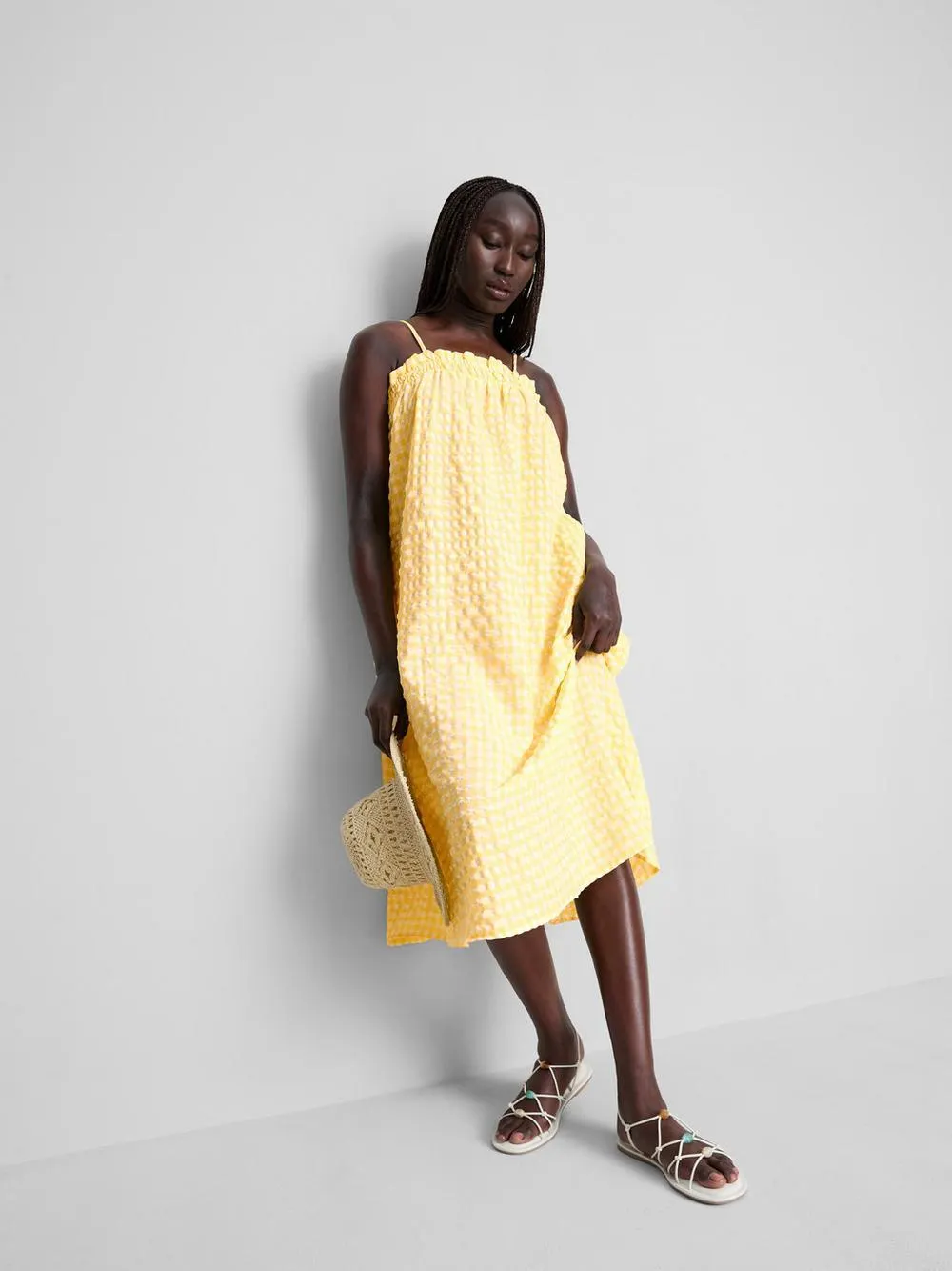 Vestido midi recto de sirsaca