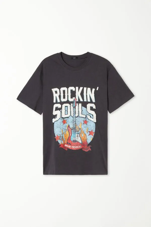 Camiseta de Algodón Estampado