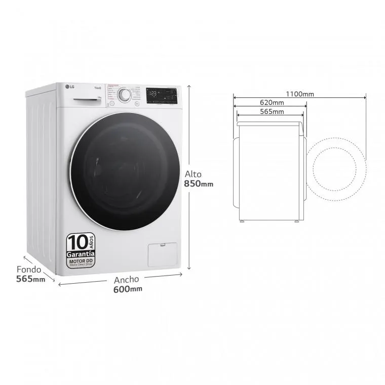 Outlet Lavadora inteligente AI Direct Drive, Vapor, Autodosificación, 10kg, 1400rpm Un 10% más eficiente que A, Serie 550