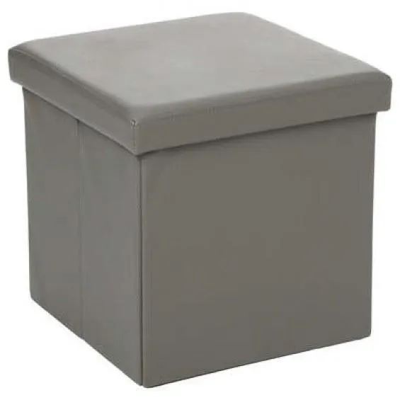 PUFF CUADRADO PLEGABLE PVC GRIS TOPO 38X38