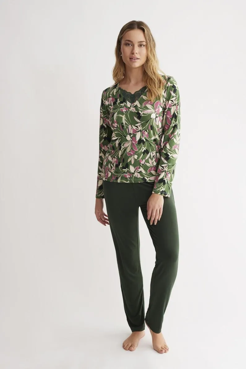 PIJAMA PANTALÓN LARGO CON CAMISETA MANGA LARGA MODAL/ALGODÓN