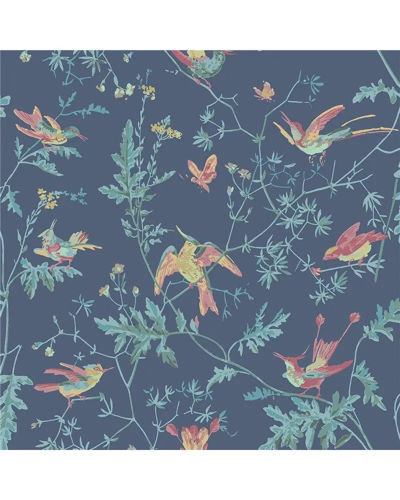 PAPEL PINTADO Hummingbirds Multi Petrol On Midnight 100-14068