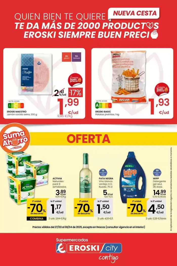 Catálogo de Precio más bajo EROSKI CITY 27 de marzo al 8 de abril 2025 - Página 1