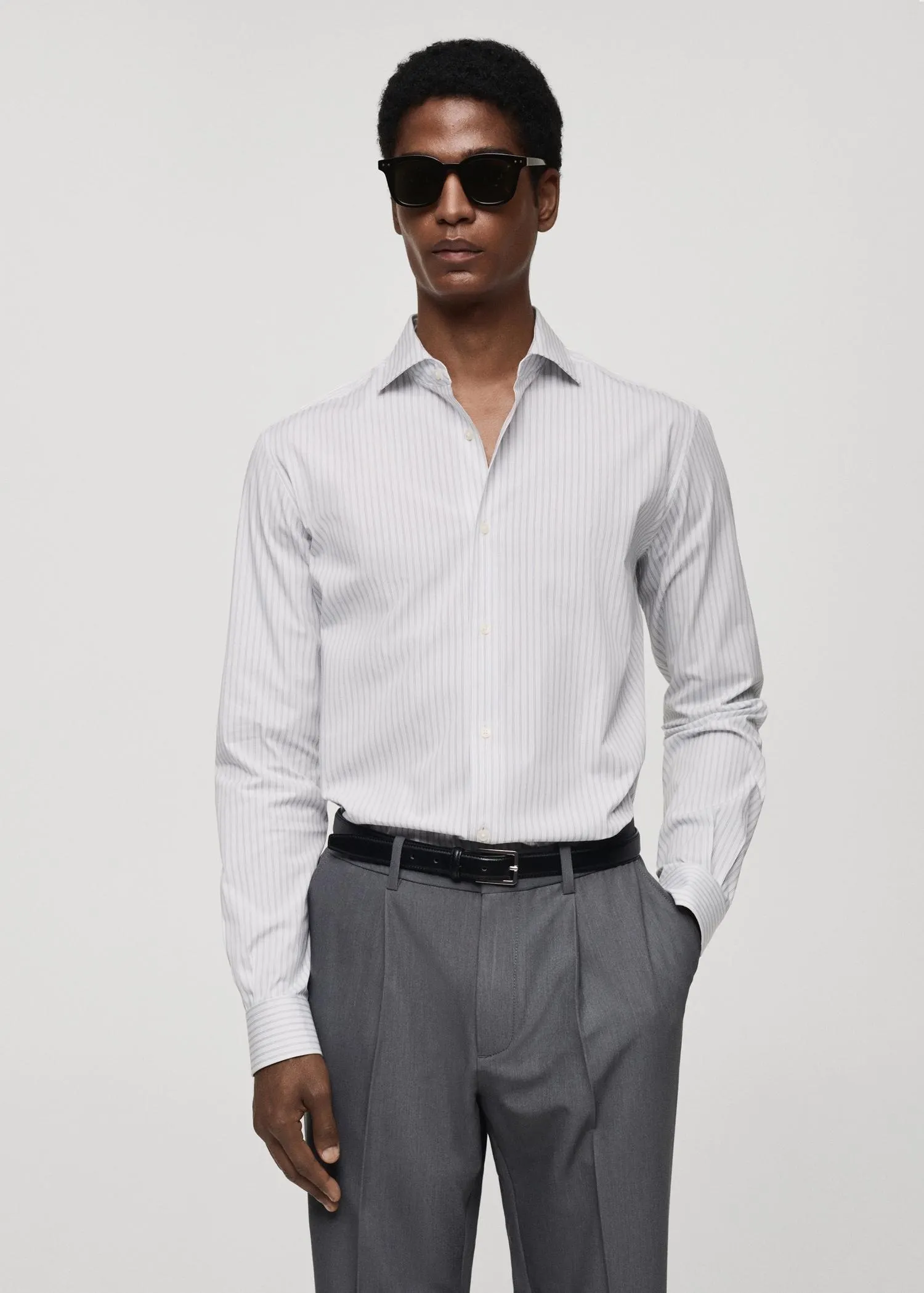 Camisa slim fit algodón rayas