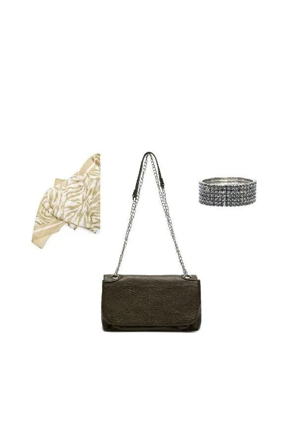 Conjunto de pañuelo, bolso y pulsera