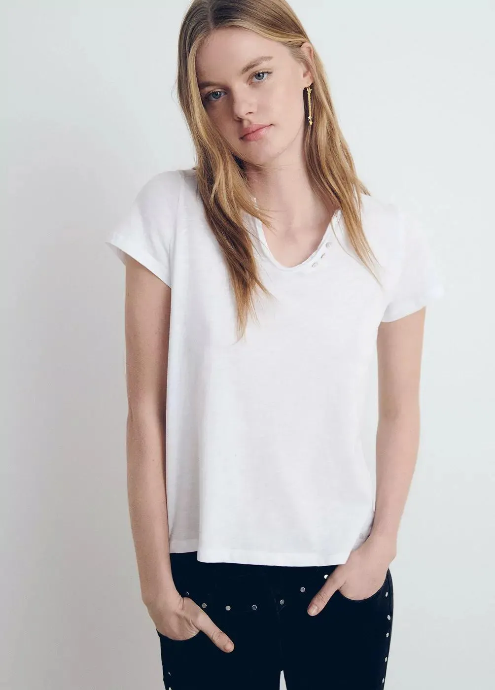 Camiseta manga corta algodón flame botones