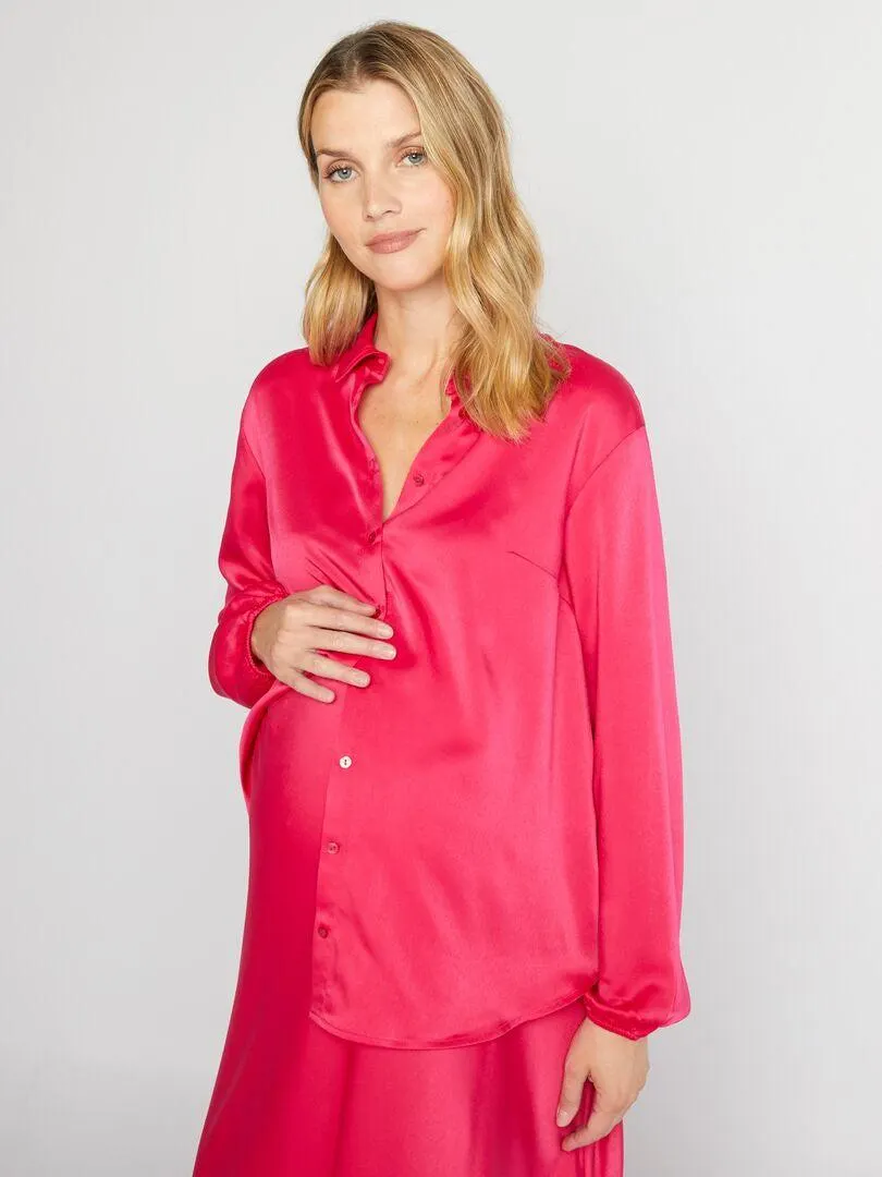 Blusa premamá satinada - fucsia