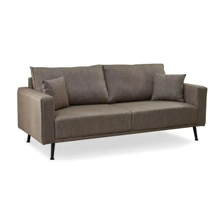 Sofá 3 Plazas Tapizado en Tela Taupe RENN