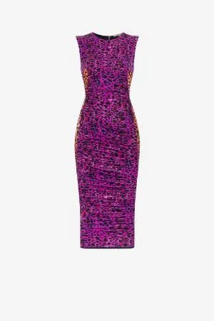 Vestido fruncido con estampado Murena