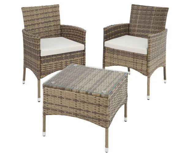 Conjunto de ratán luzern con 4 fundas, beige