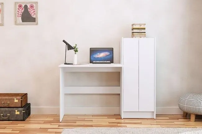 Mesa con estantería manaus blanca