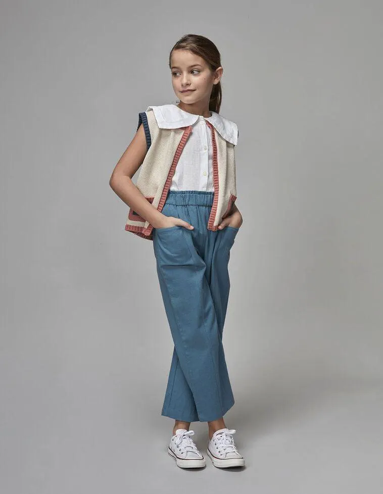 Pantalón con cinturilla elástica azul