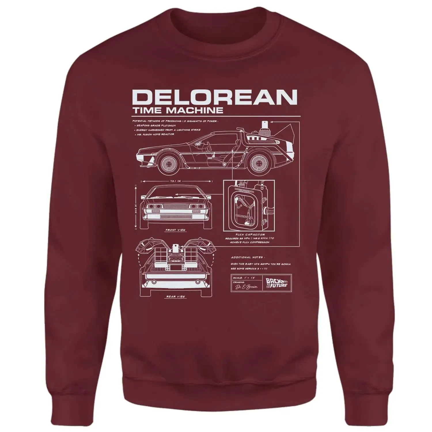 Sudadera Schematic de Delorean Regreso al futuro - Burdeos