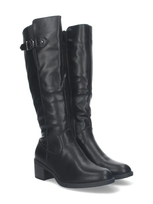 Bota Lisa de Mujer con Tacón y Cierre de Cremallera