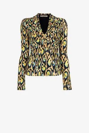Top fruncido con estampado Jaguar
