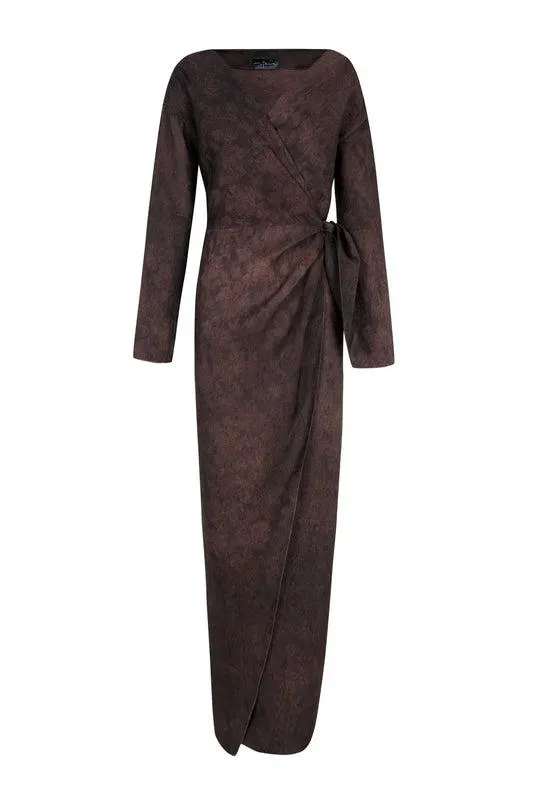 Malesia, vestido cruzado jacquard burdeos