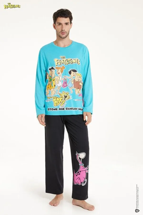 Pigiama Lungo Uomo Cotone Stampa Flintstones