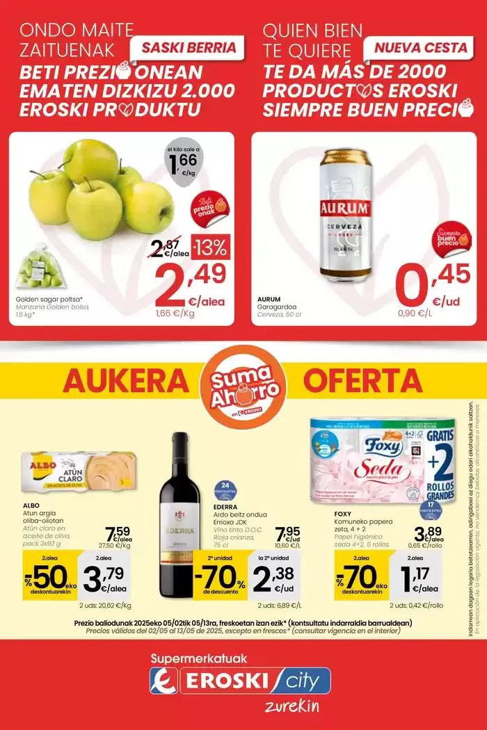 Catálogo de AUKERA OFERTA EROSKI CITY 2 de mayo al 13 de mayo 2025 - Página 1