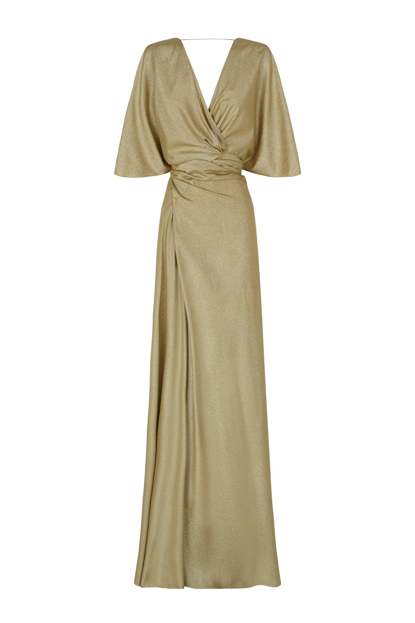 Martina, vestido en seda oro metalizado