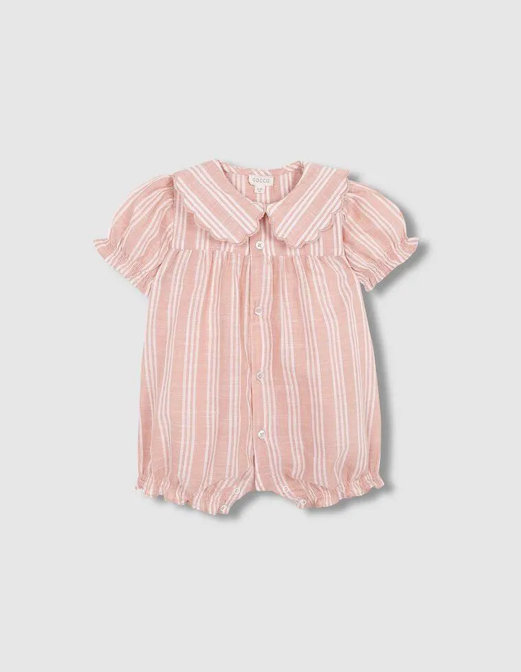 Pijama corto de rayas bicolor naranja