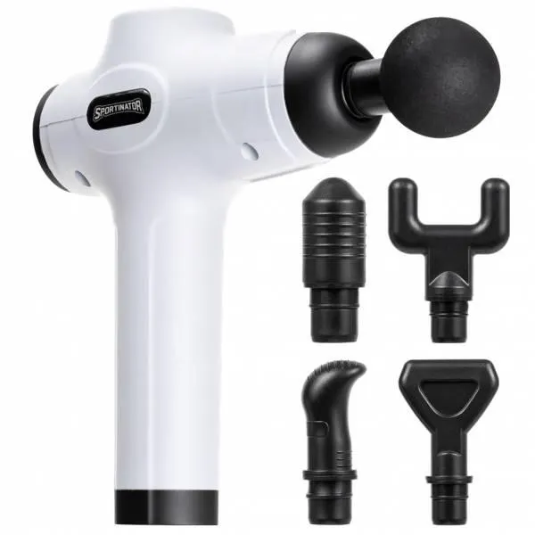 SPORTINATOR "Level Up" Pistola de masaje accesorios incluidos, blanco
