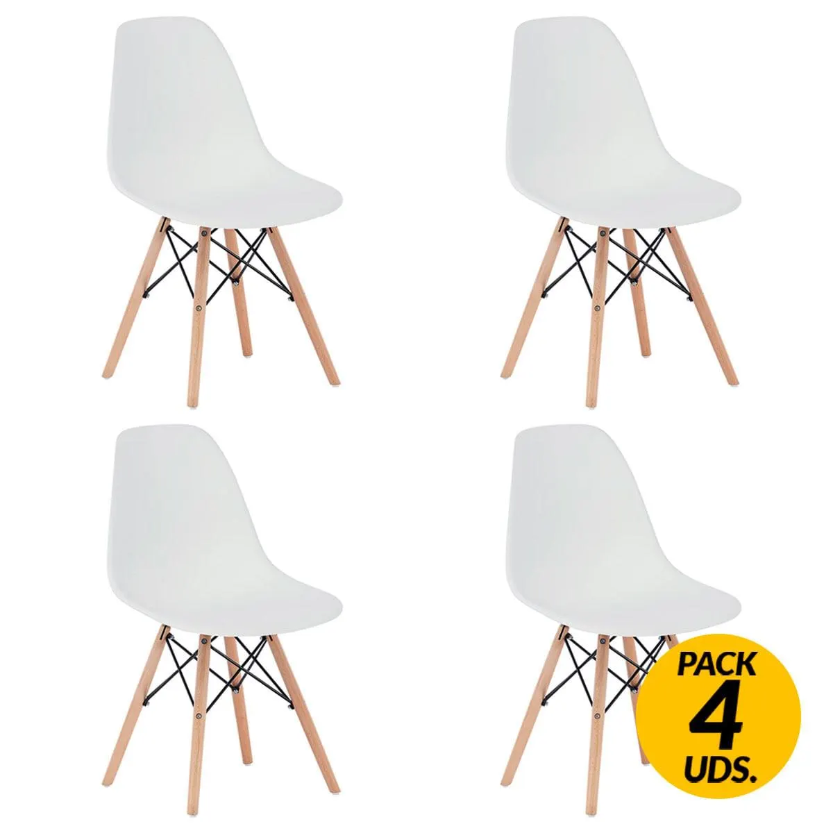 Pack de 4 sillas de comedor París estilo nórdico 82x51x46 cm