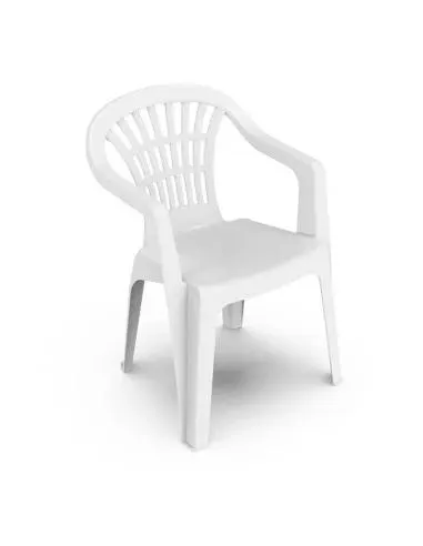 Silla Resina Monobloc Respaldo Bajo Blanca Lyra Saturnia