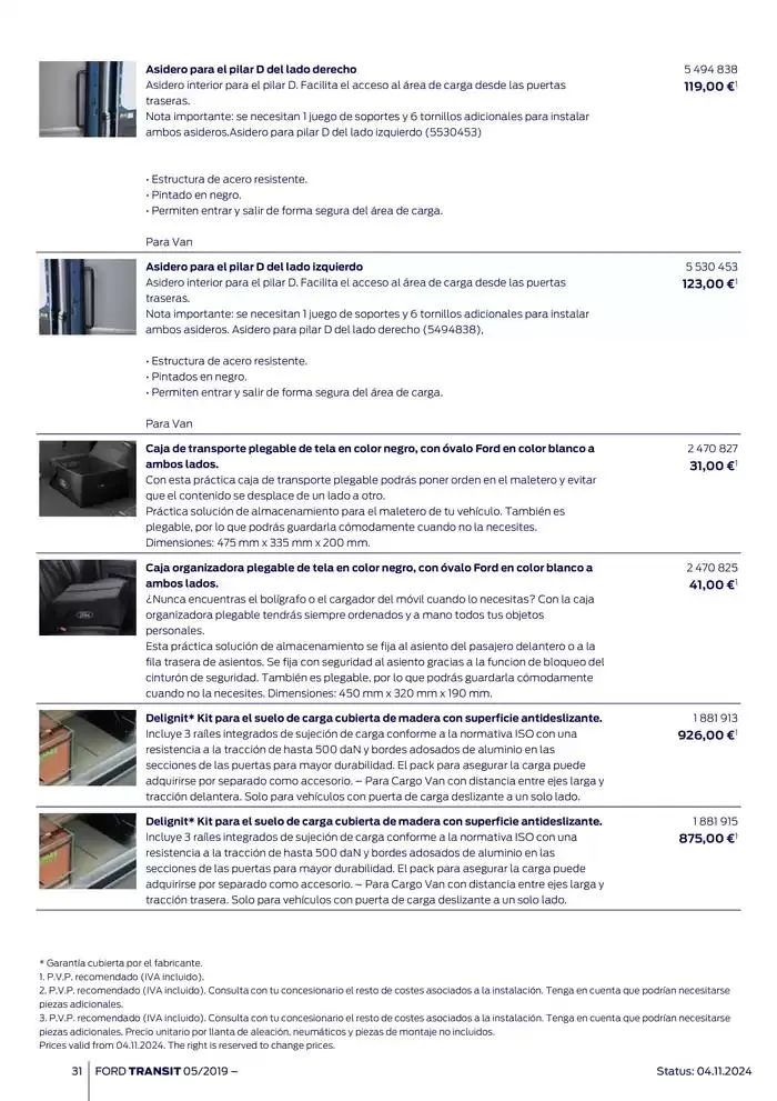 Catálogo de Ford de accesorios Transit Van 13 de noviembre al 13 de noviembre 2025 - Página 31