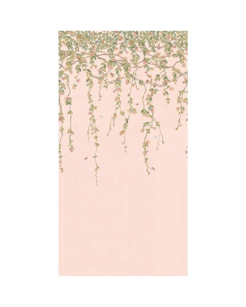 PAPEL PINTADO Hummingbirds Flora Tangerine & Olive On Blush 124-2009