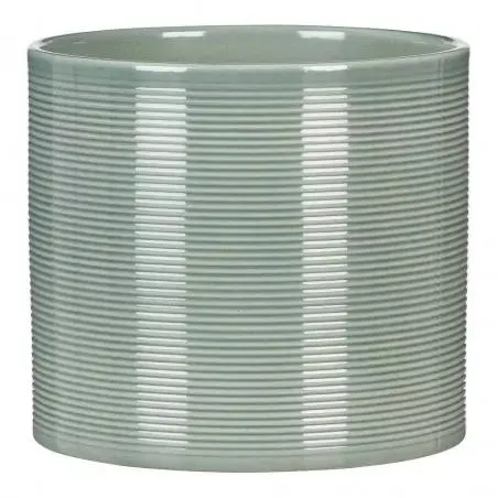 MACETERO CILINDRO RALLADO VERDE