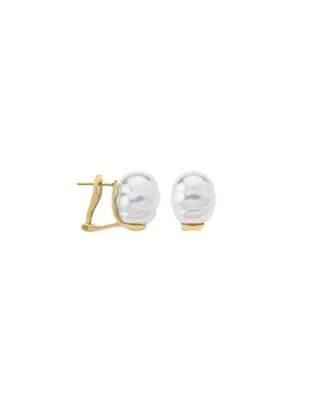 Pendientes Tender dorados con perla blanca barroca 12mm