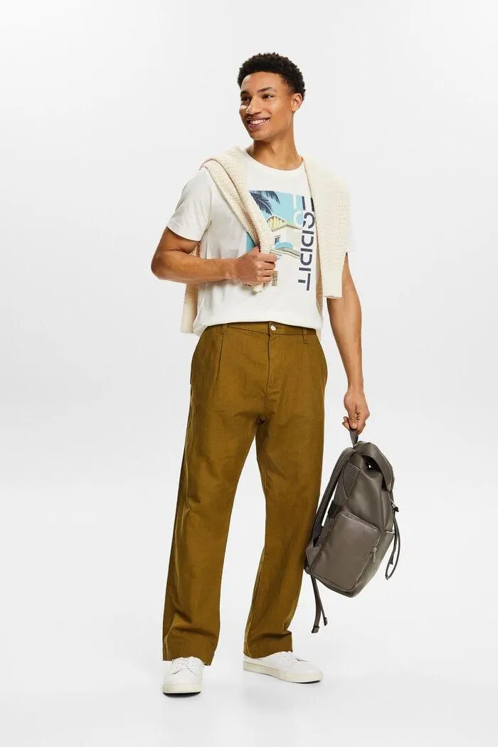 Pantalón Straight en lino y algodón