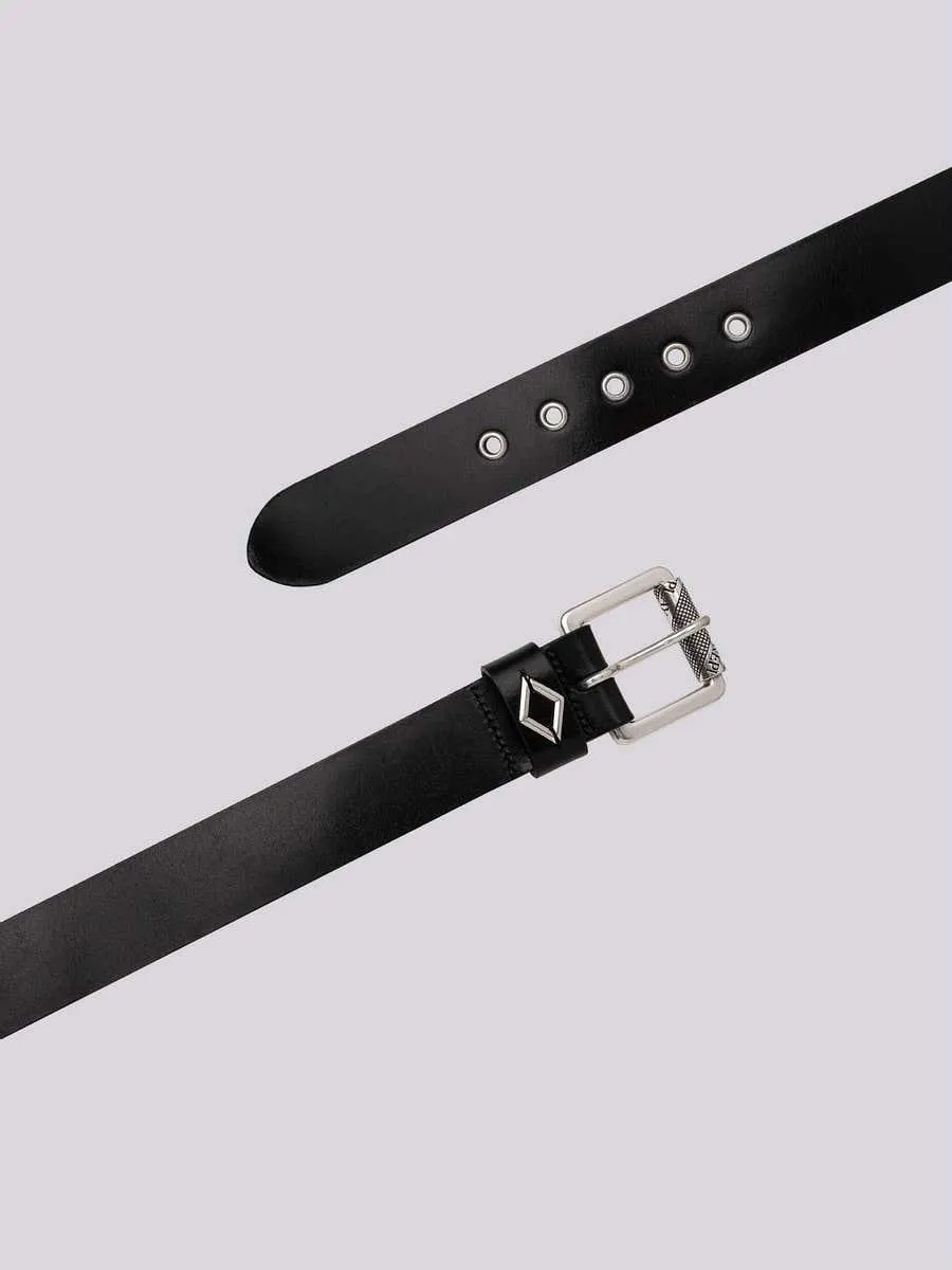 Cinturón de piel con logo de rombo